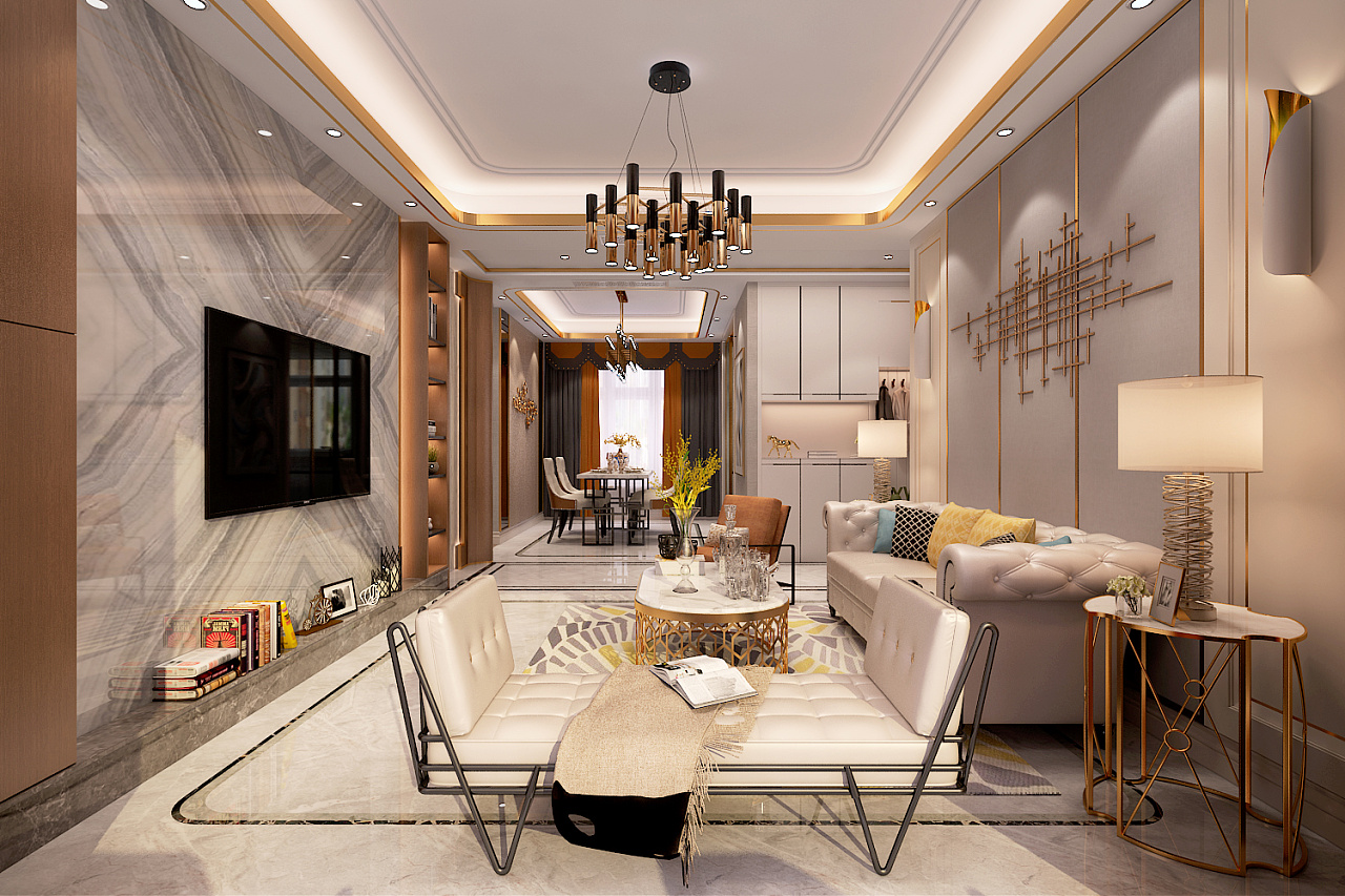 【保定金舍裝飾】未來(lái)花郡137平港式輕奢風(fēng)格效果圖 |空間|家裝設(shè)計(jì)|